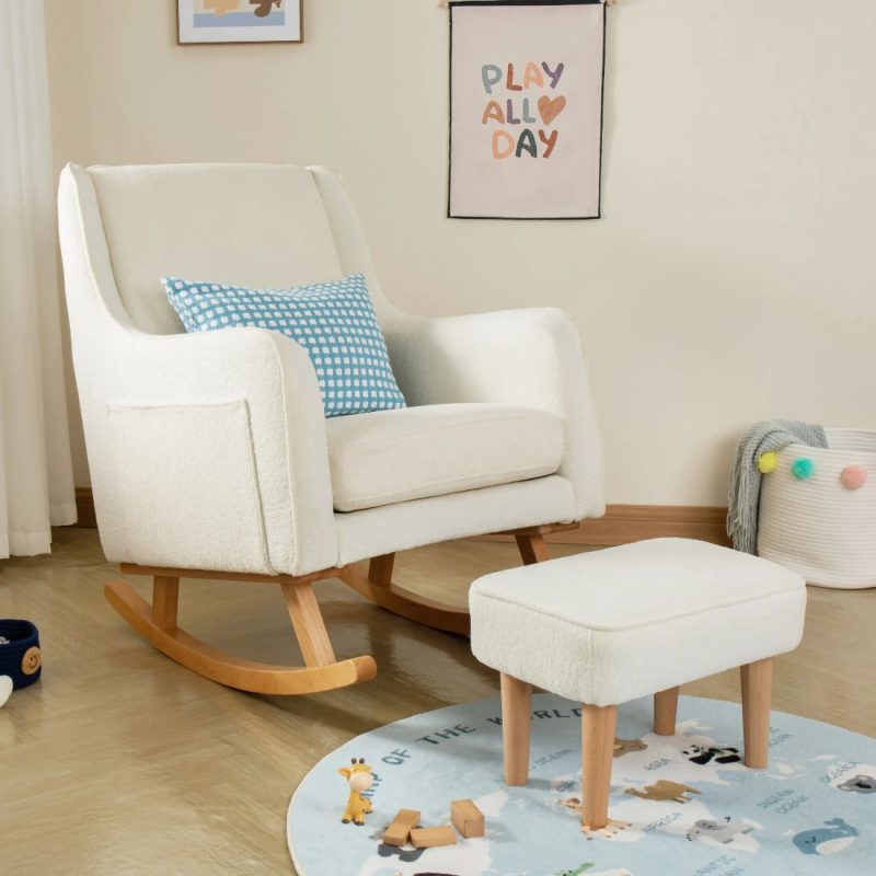 Babymore Ida Nursing Chair with Footstool – Bouclé