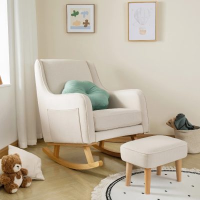 Babymore Ida Nursing Chair with Footstool – Ivory