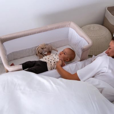 Red Kite Rockabye Bedside Crib Oatmeal